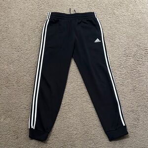 Adidas Kids Regular Fit White 3-Stripes Drawstring Track Pants Black Size XL